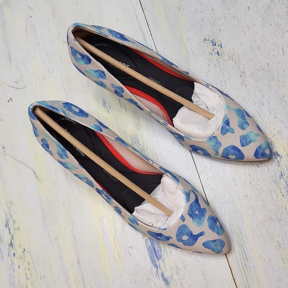 Blue leopard print linen heels Rockport TotalMotion Size 8 Never worn - Picture 2 of 12